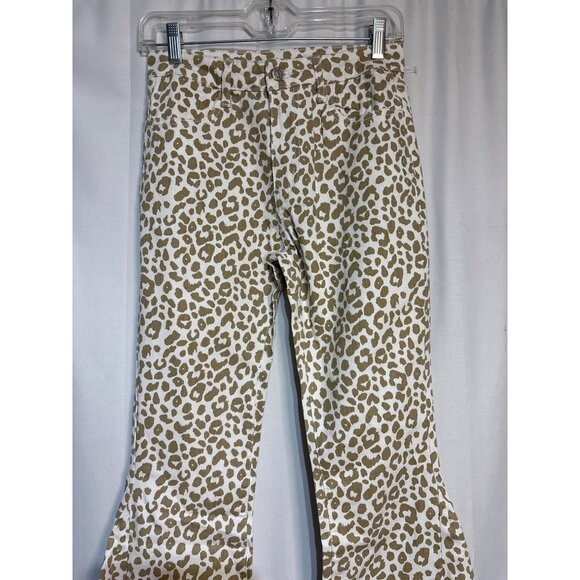 Leopard Print Flared Pants By Wisteria Lane - Womens M - Cotton Blend New - Picture 3 of 8